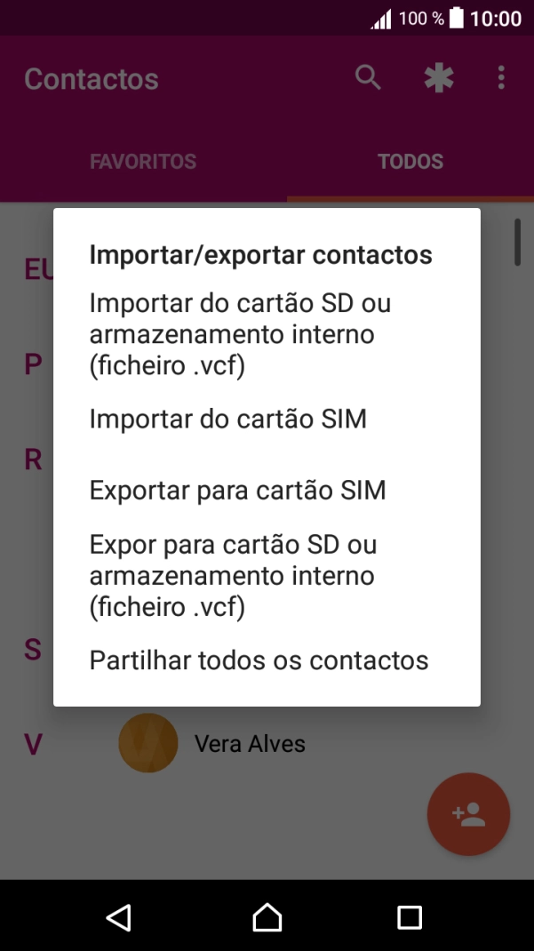 Prima Importar do cartão SIM.