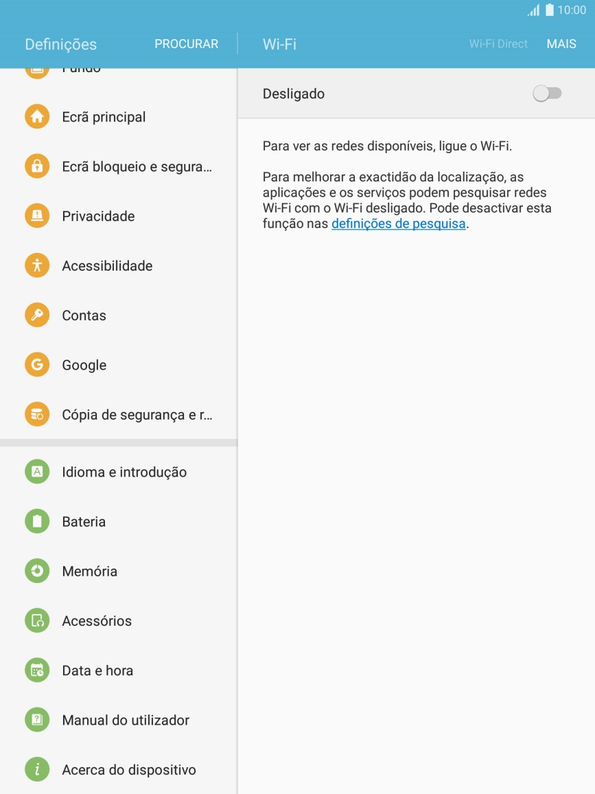 Prima Acerca do dispositivo.