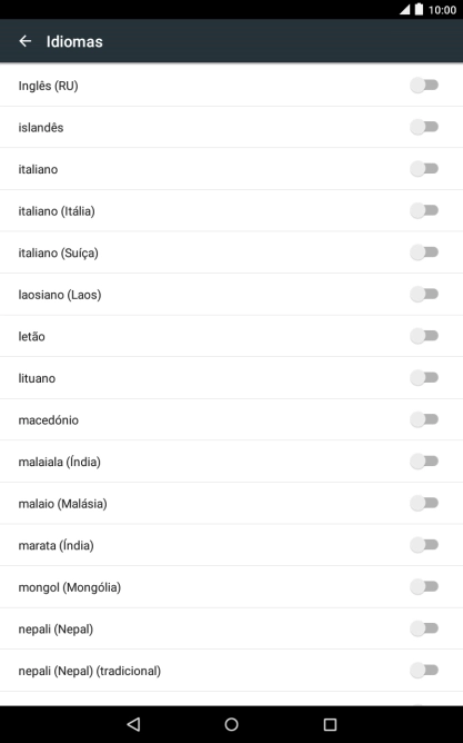 Prima o idioma pretendido para o adicionar.