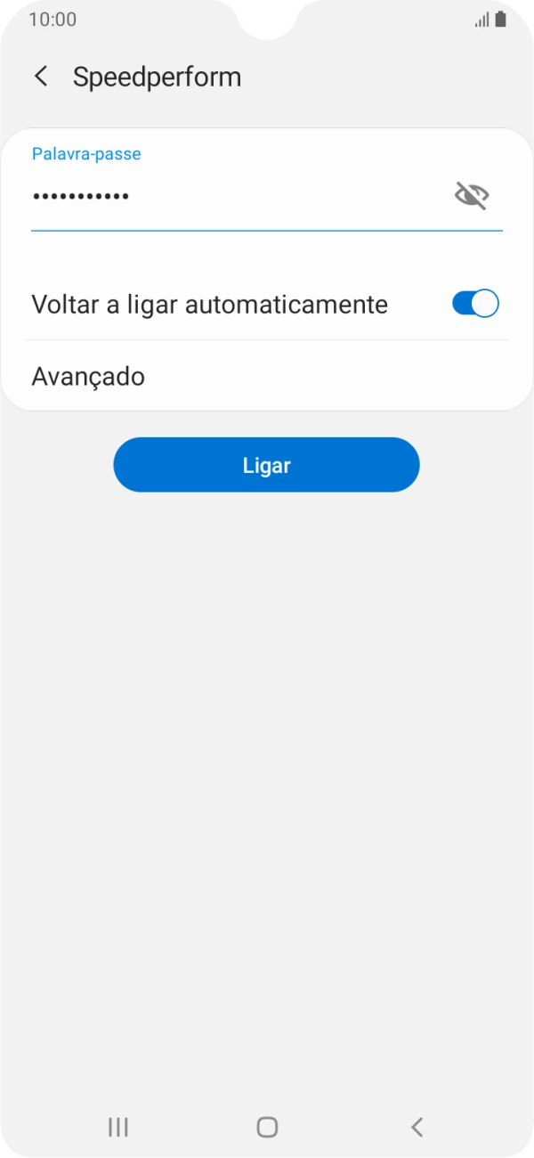 Introduza a password da rede Wi-Fi e prima Ligar.