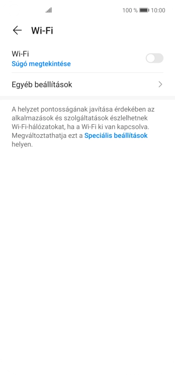 Kattints a „Wi-Fi” melletti csúszkára a funkció bekapcsolásához.