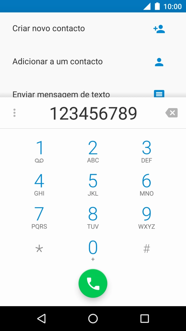 Marque o número pretendido e prima o ícone de chamada.