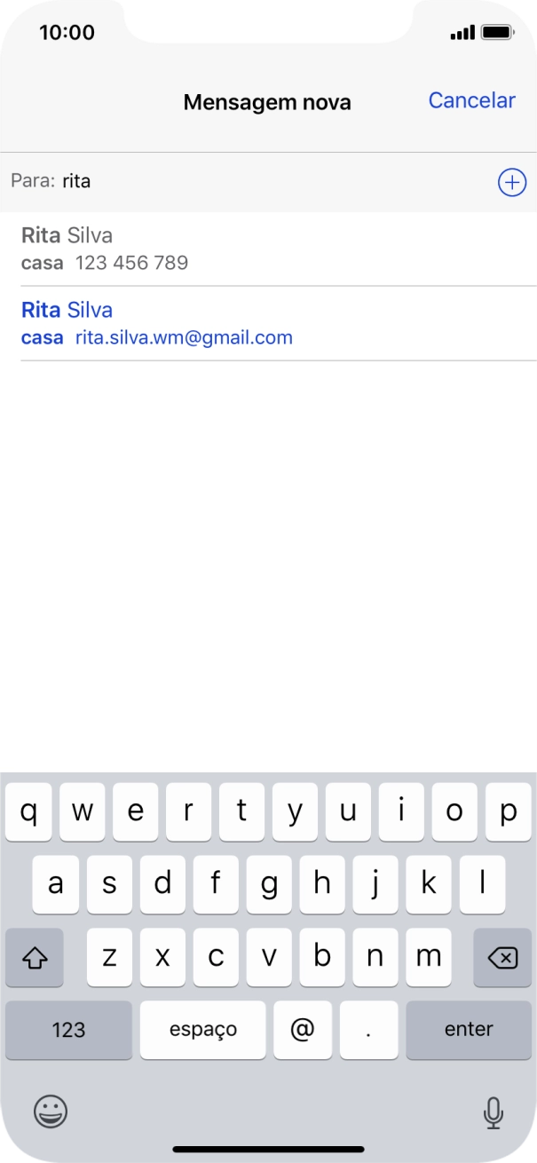 Prima o contacto pretendido.