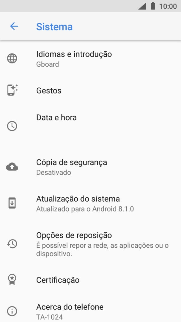 Prima Atualização do sistema. Se existir uma nova versão de software disponível, será agora indicado no ecrã. Siga as indicações no ecrã para atualizar o software do telefone.