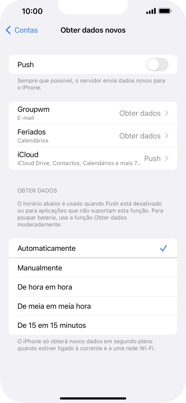 Se desativar a função, prima a definição pretendida.