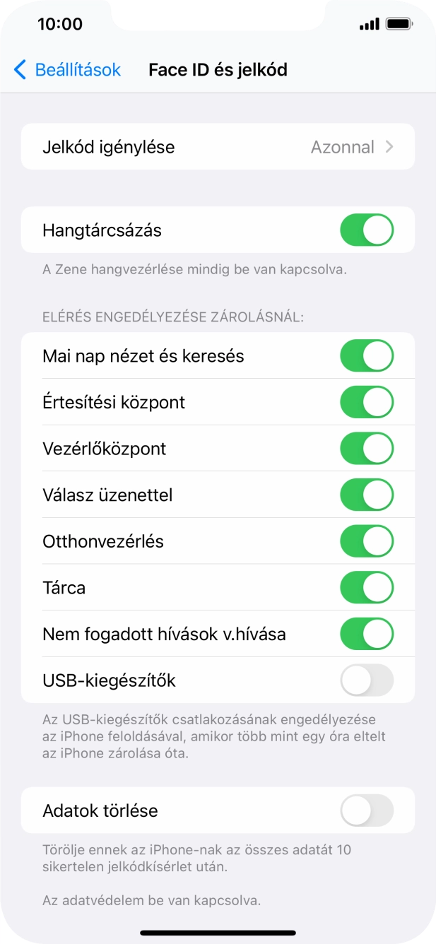 Kattints az „Adatok törlése” melletti csúszkára a funkció be- vagy kikapcsolásához.