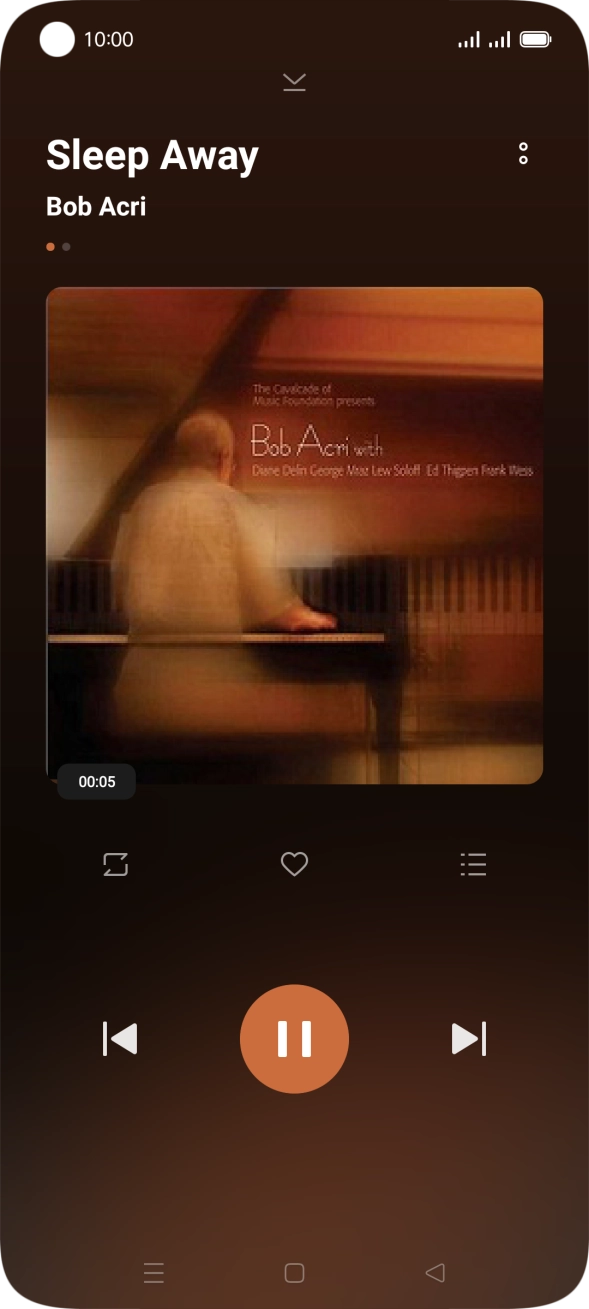 Prima a seta para a direita para ir para o ficheiro de música seguinte.