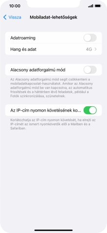 Kattints az „Adatroaming” melletti csúszkára a funkció be- vagy kikapcsolásához.
