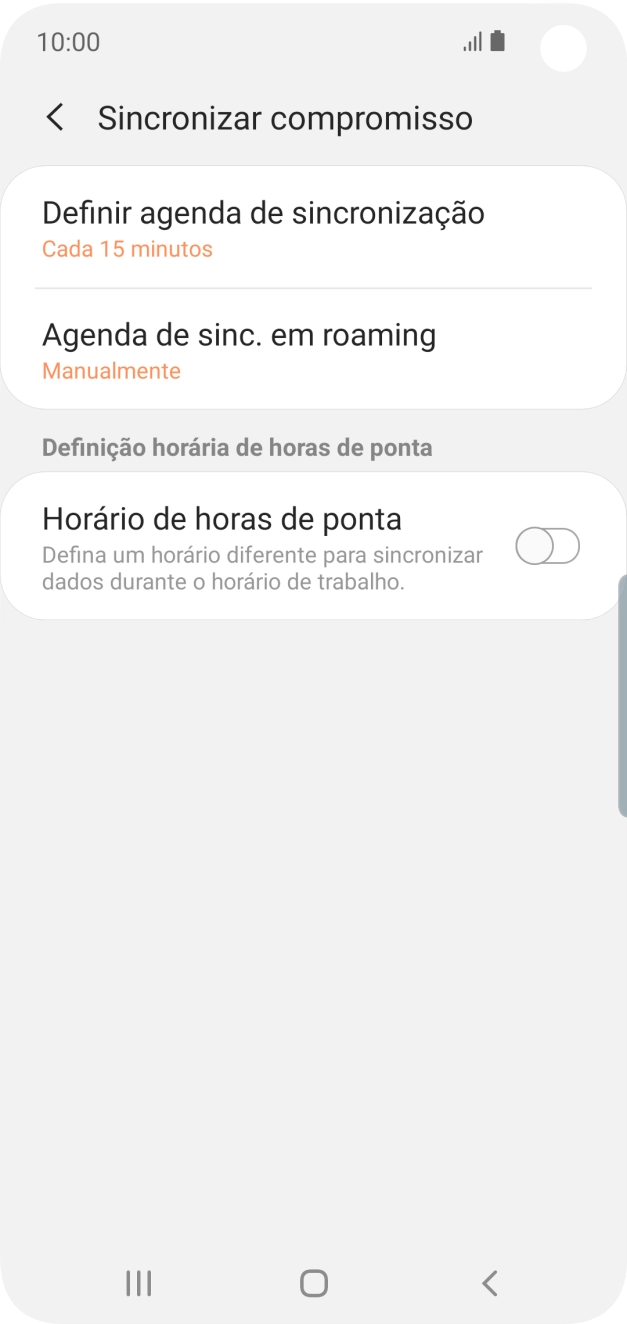 Prima Definir agenda de sincronização.