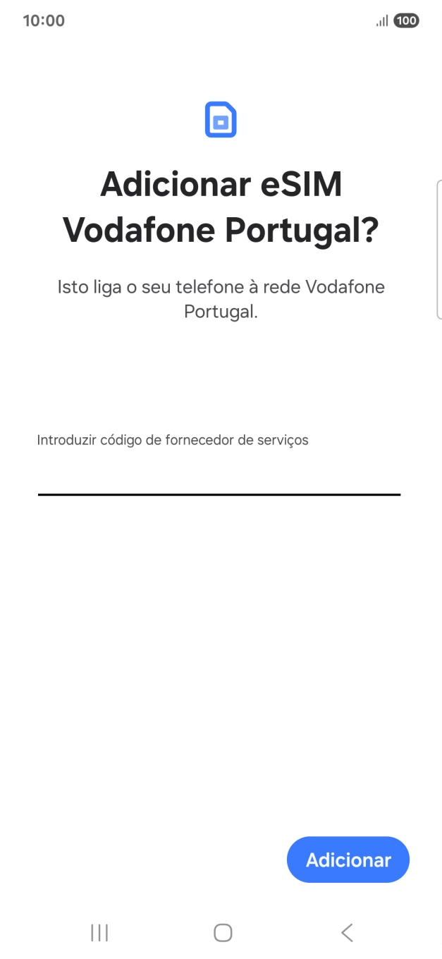 Introduza o código de confirmação enviado e prima Adicionar.
