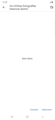 Se quiser criar uma nova pasta, prima o ícone de nova pasta e siga as indicações no ecrã para criar uma nova pasta.