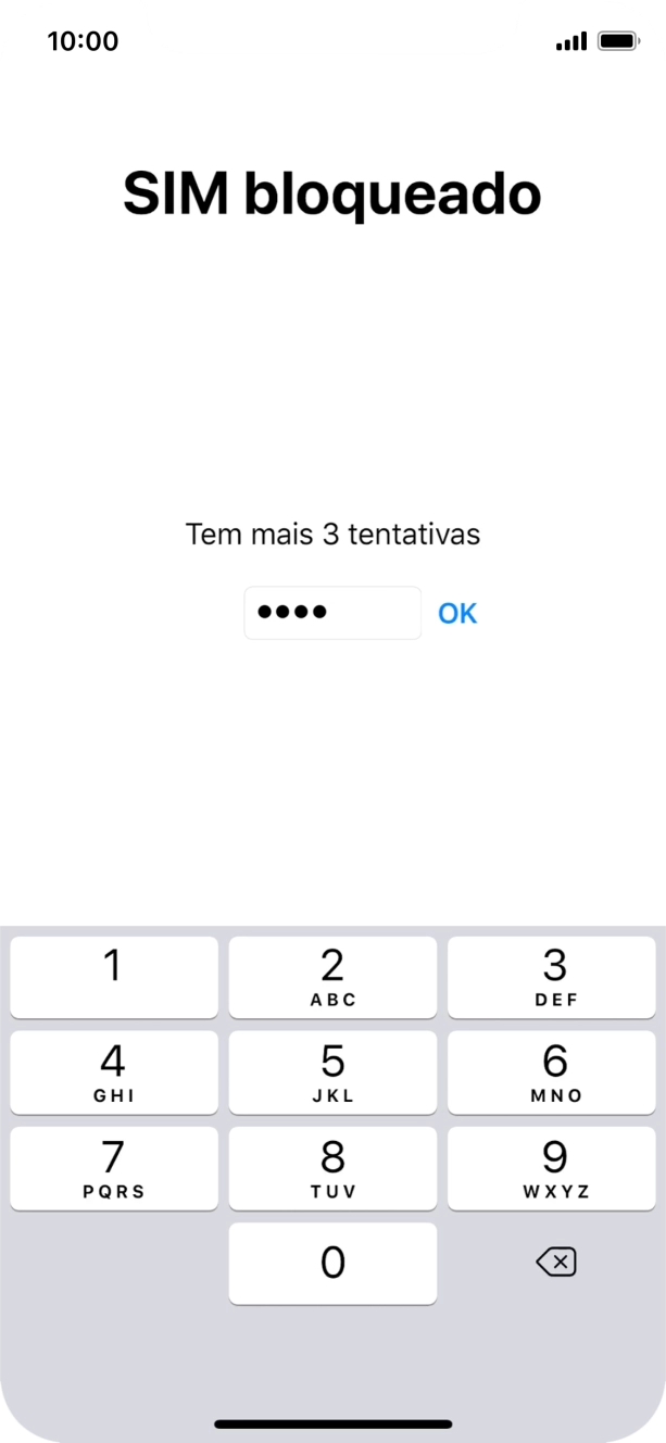 Se o cartão SIM estiver bloqueado, deve introduzir o código PIN e premir OK.