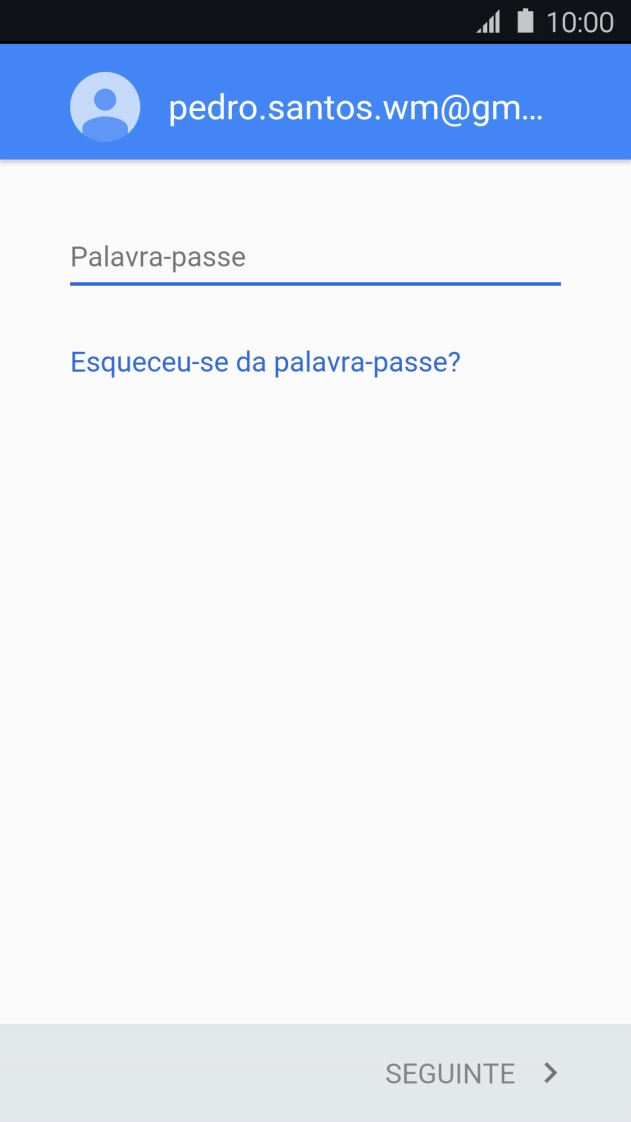 Prima Palavra-passe e introduza a password da sua conta Google.
