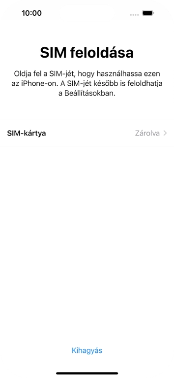 Válaszd a SIM-kártya lehetőséget.