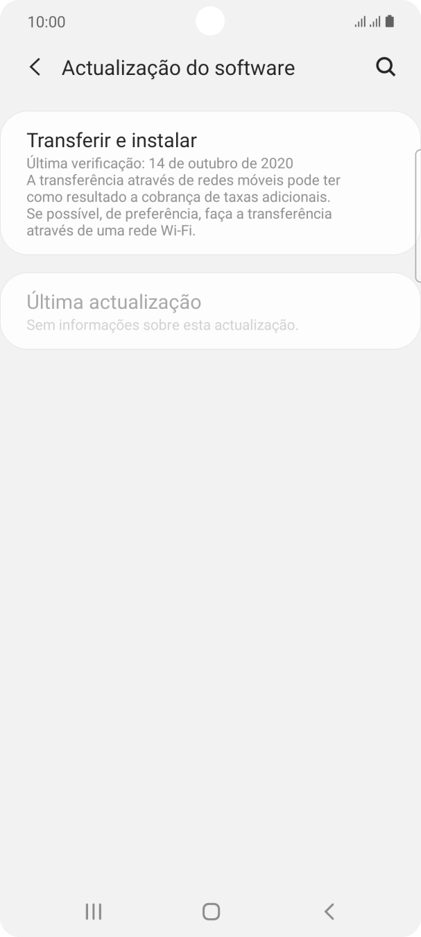 Prima Transferir e instalar. Se existir uma nova versão de software disponível, será agora indicado no ecrã. Siga as indicações no ecrã para atualizar o software do telefone.