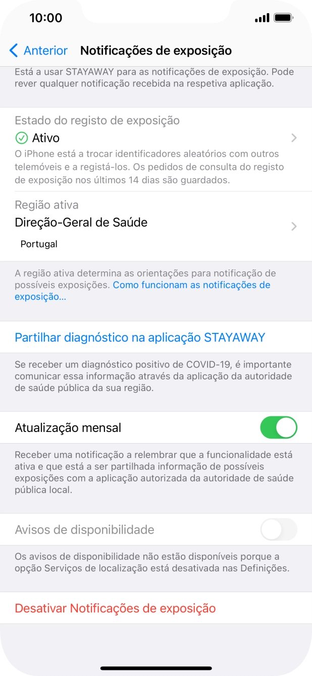 Prima Estado do registo de exposição.