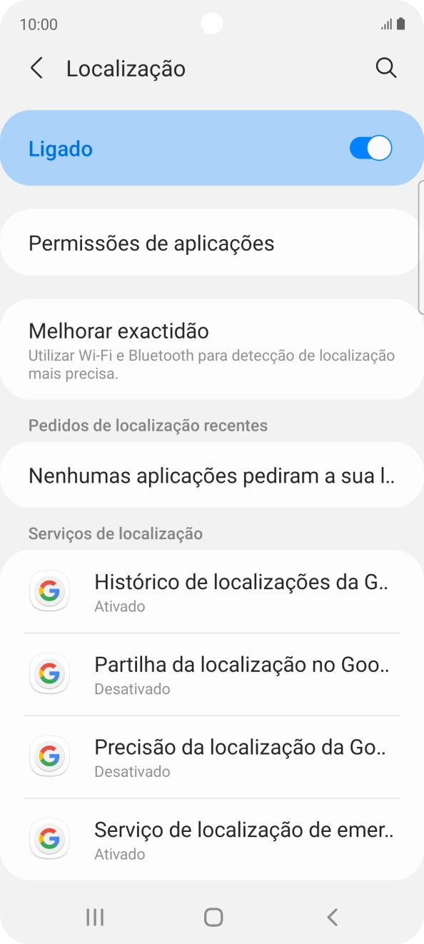 Prima Permissões de aplicações.