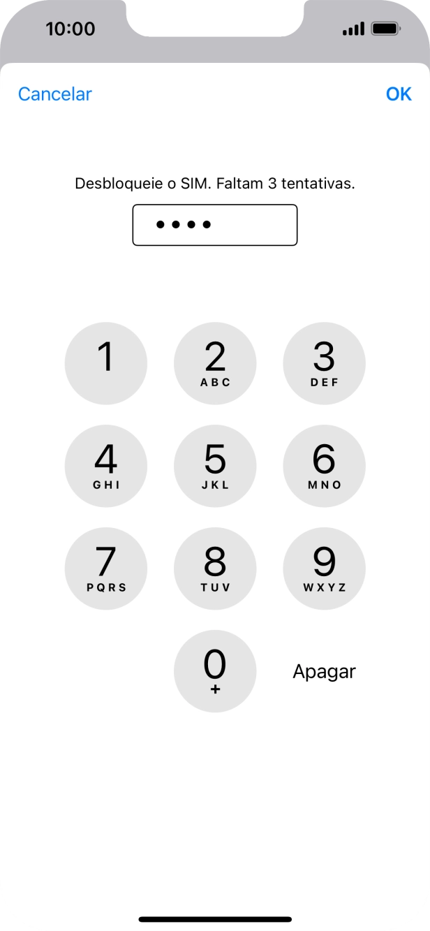 Introduza o seu código PIN e prima OK.