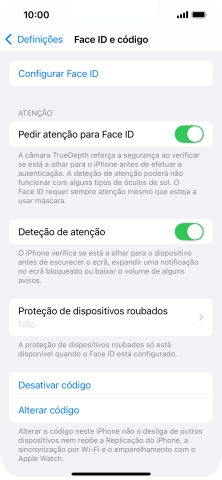 Prima Desativar código, e introduza o código de bloqueio.