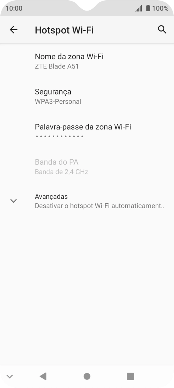 Prima Palavra-passe da zona Wi-Fi.