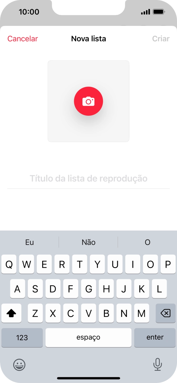 Prima o campo de escrita e introduza o nome da lista de reprodução.