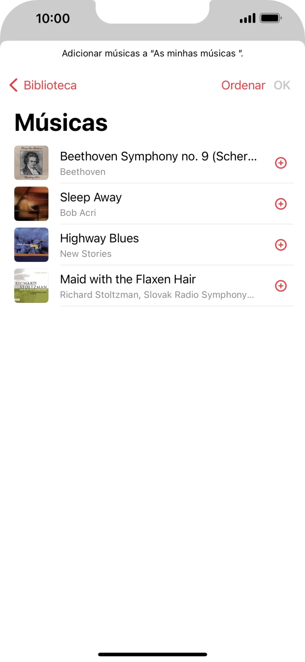 Vá até à categoria pretendida e prima o ficheiro de música pretendido.