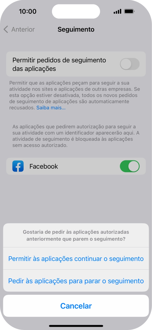 Se desativar a função, prima a definição pretendida.