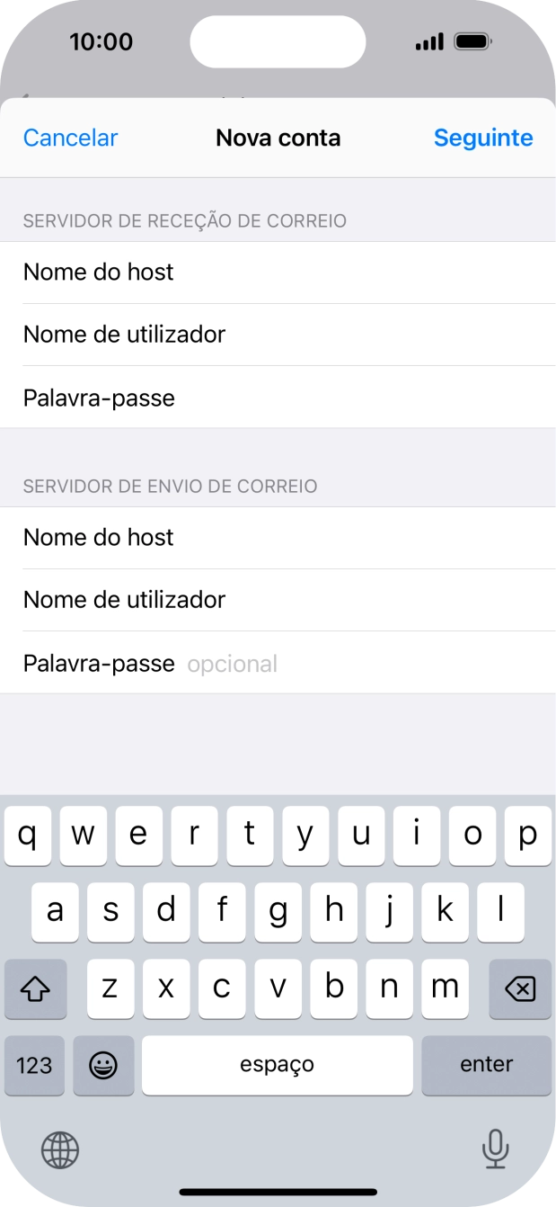 Prima Palavra-passe e introduza a password da sua conta de e-mail.