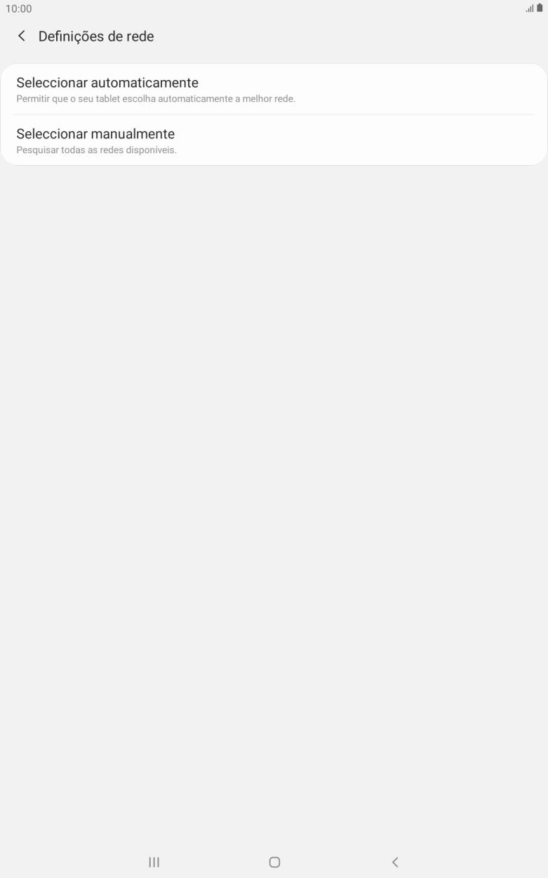 Para selecionar a rede manualmente, prima Seleccionar manualmente e aguarde enquanto o tablet procura as redes.