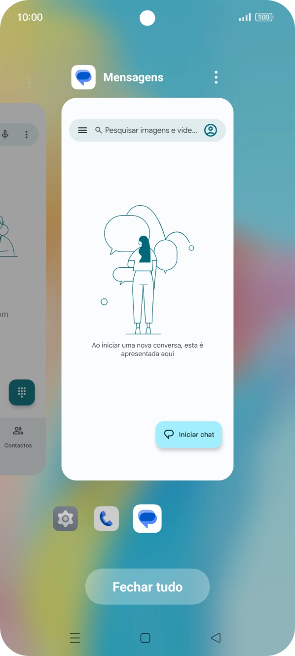 Para terminar uma aplicação em curso, deslize o dedo para cima na aplicação pretendida.