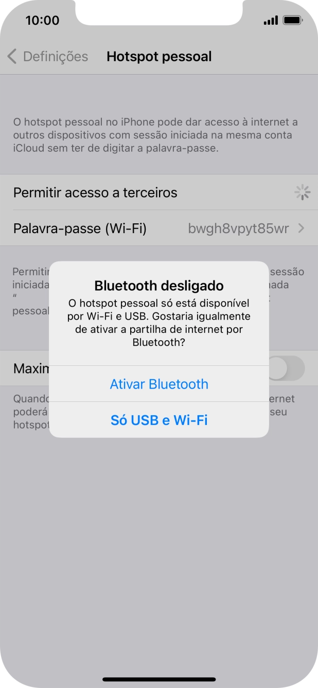 Se o Wi-Fi estiver ativado, prima Só USB e Wi-Fi .