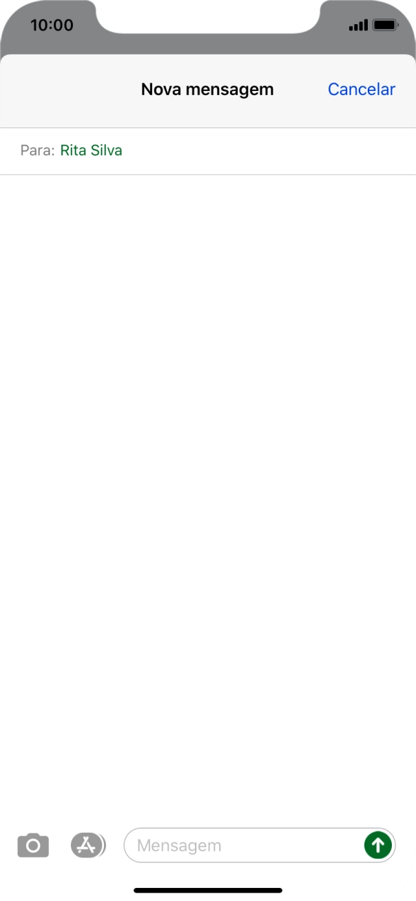 Prima o campo de escrita e escreva o texto da sua mensagem multimédia.