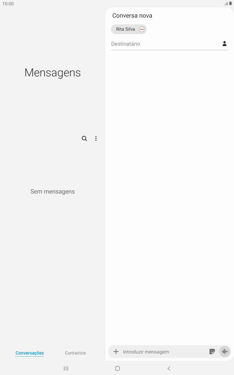 Prima o campo de escrita e escreva o texto da sua mensagem curta.