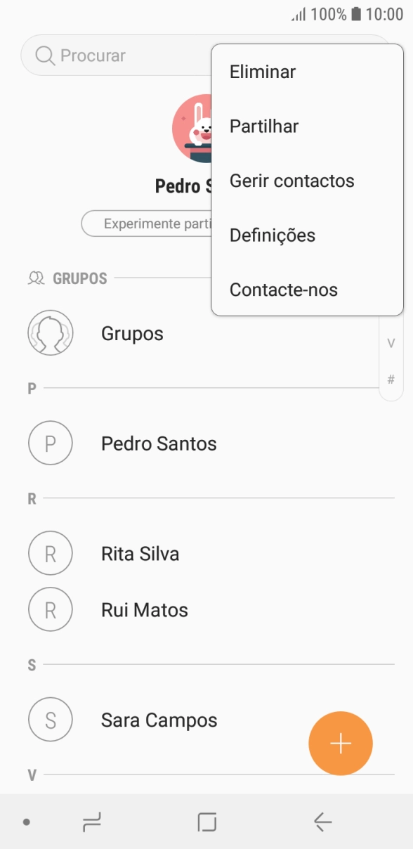 Prima Gerir contactos.