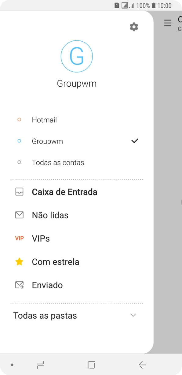 Prima o ícone de definições.