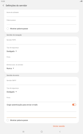 Prima Iniciar sessão.