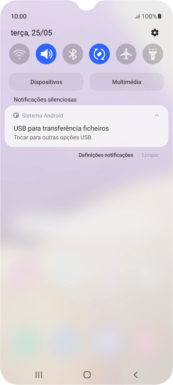 Prima Tocar para outras opções USB..