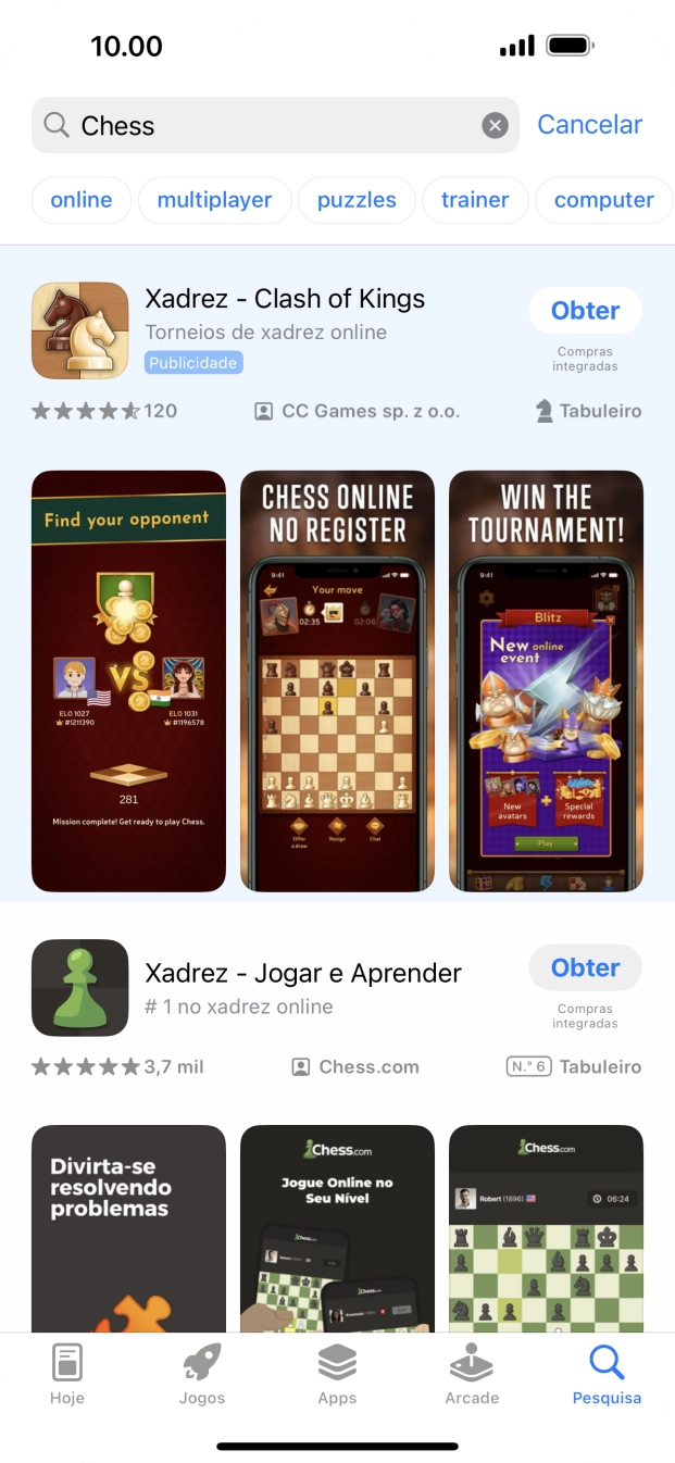 Prima a app pretendida.