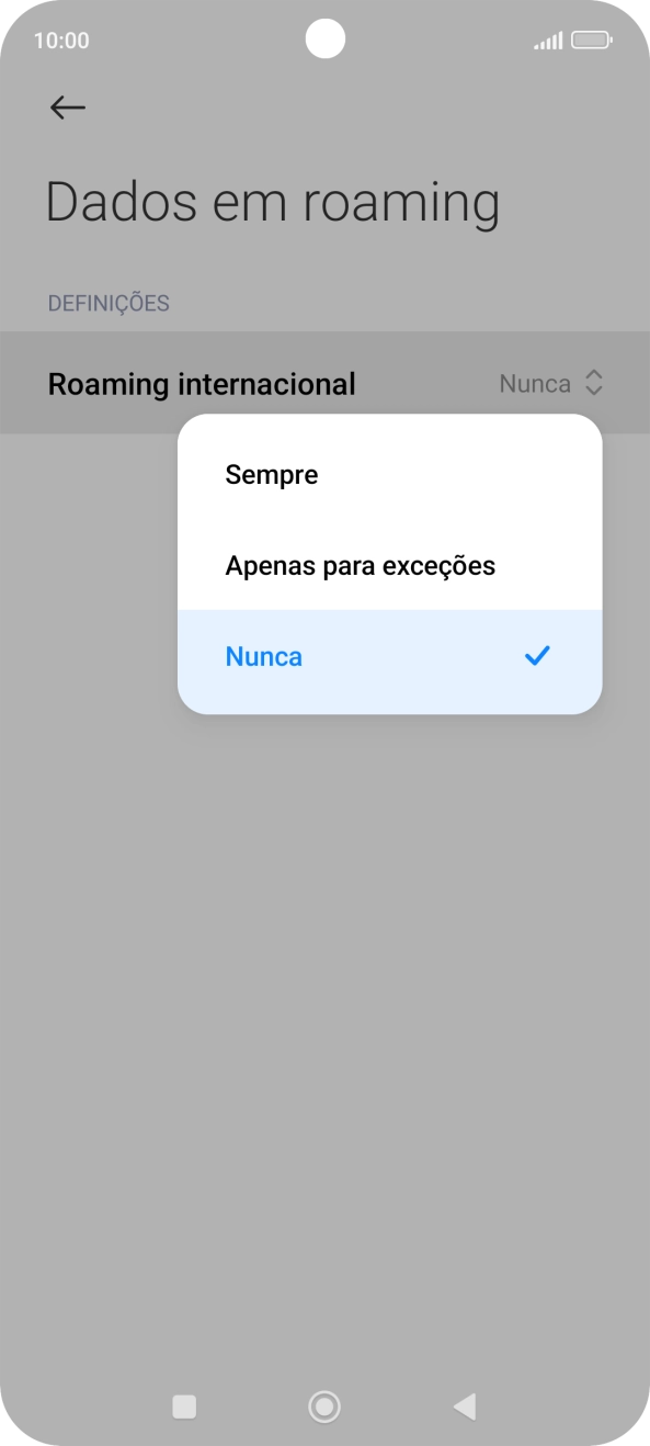 Prima a definição pretendida para ativar ou desativar a função.