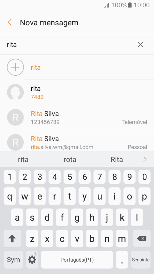 Prima o contacto pretendido.