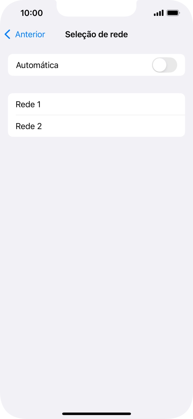 Se desativar a função, prima a rede pretendida.
