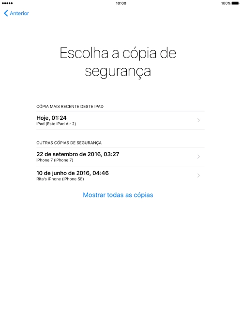 Prima a cópia de segurança pretendida e aguarde enquanto o tablet restaura o conteúdo anterior a partir da cópia de segurança escolhida. Siga as indicações no ecrã para concluir a ativação.