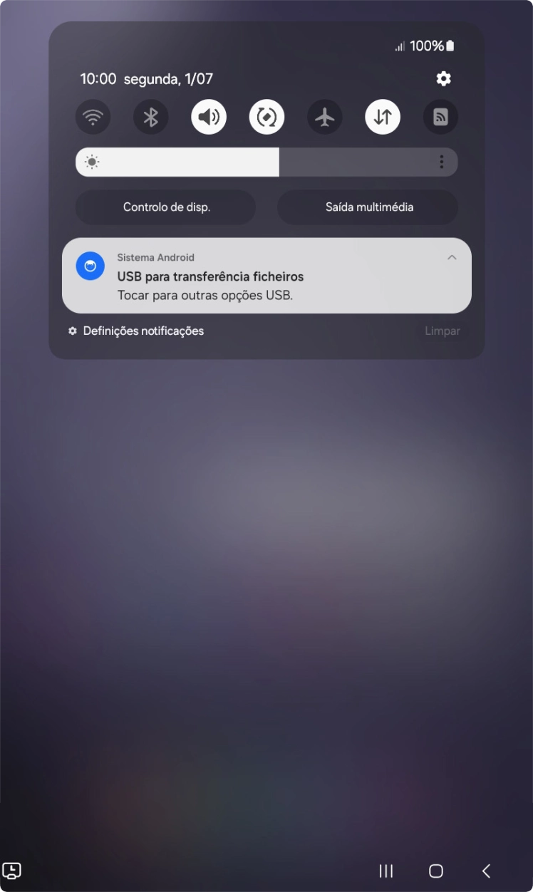 Prima Tocar para outras opções USB..