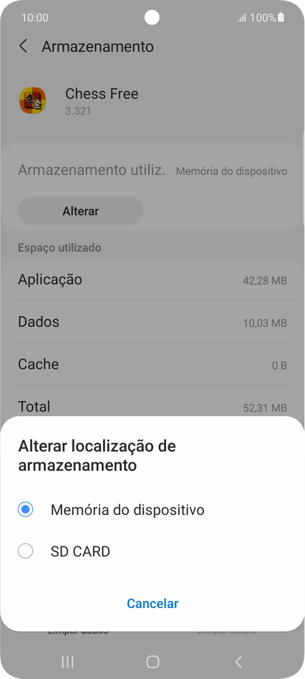 Prima o nome do cartão de memória.