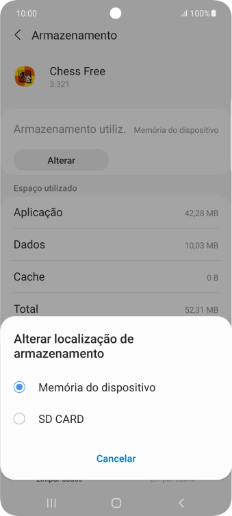 Prima o nome do cartão de memória.