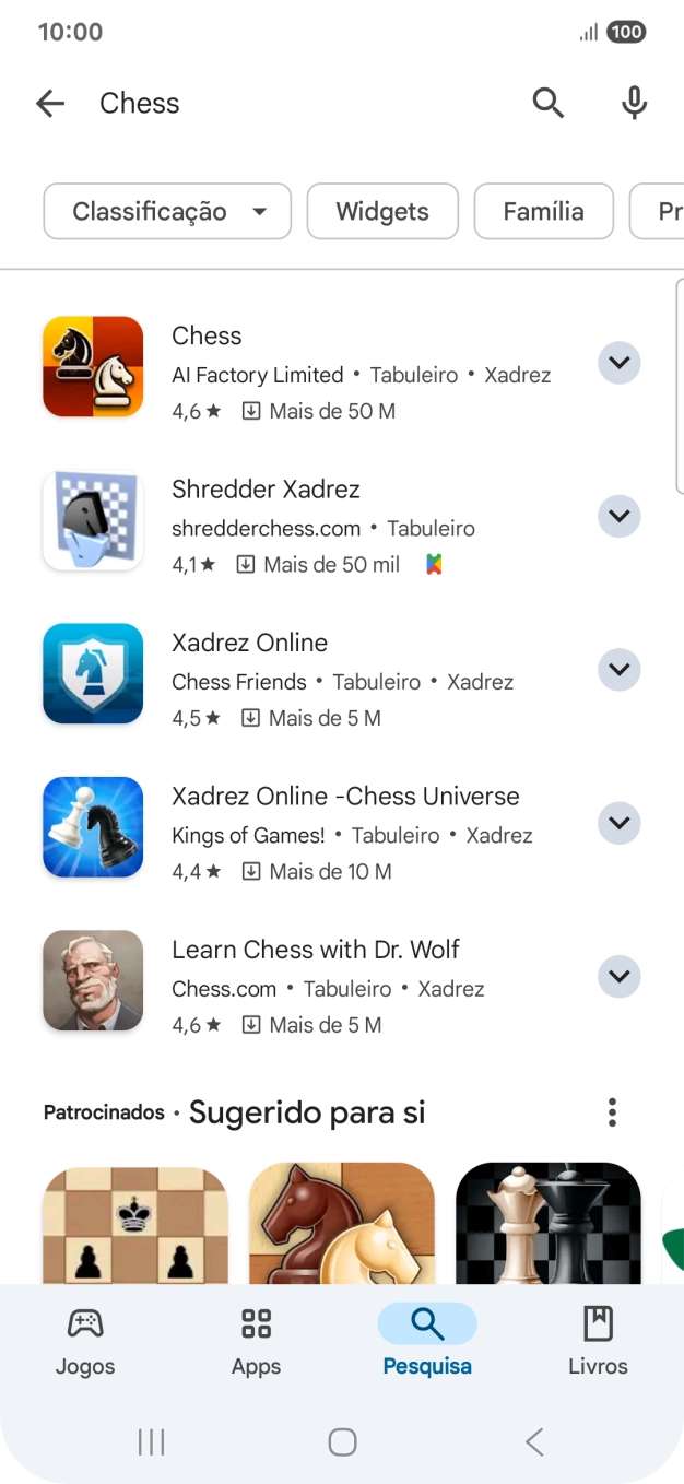 Prima a app pretendida.