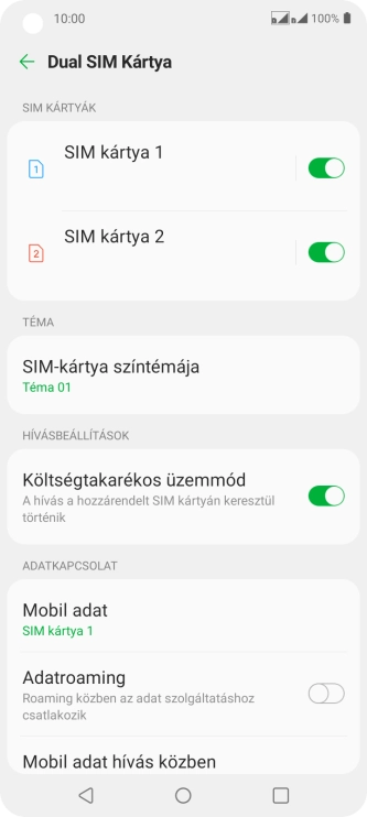 Kattints az „Adatroaming” melletti csúszkára a funkció be- vagy kikapcsolásához.