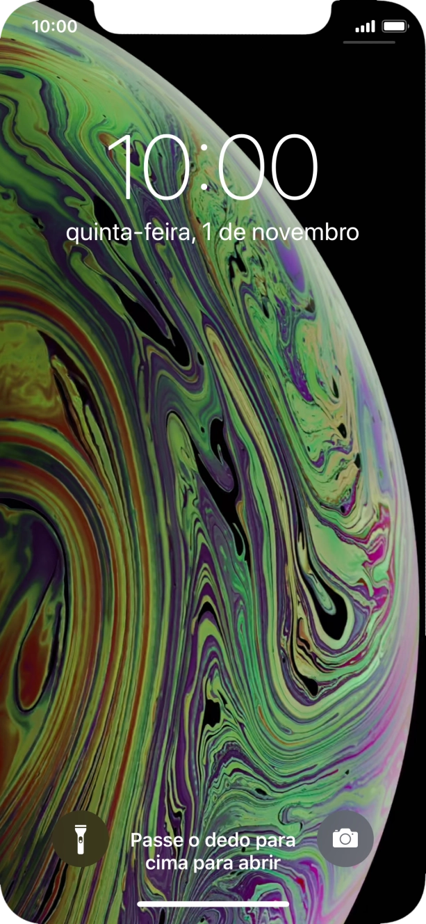 Deslize o dedo para cima a partir da base do ecrã.