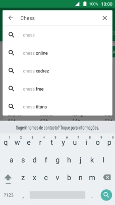 Introduza o nome ou categoria da app pretendida e prima o ícone para pesquisar.
