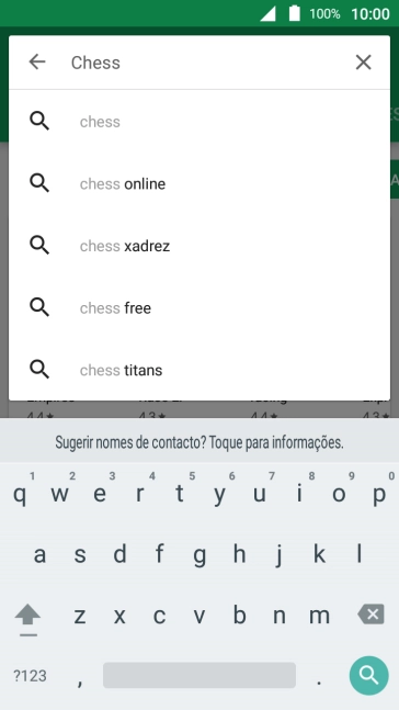Introduza o nome ou categoria da app pretendida e prima o ícone para pesquisar.